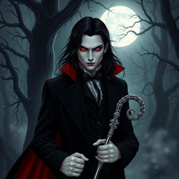 A striking vampire character design for a gothic novel cover