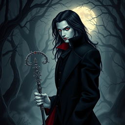 A striking vampire character design for a gothic novel cover