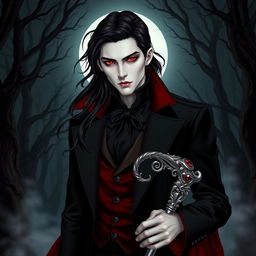 A striking vampire character design for a gothic novel cover