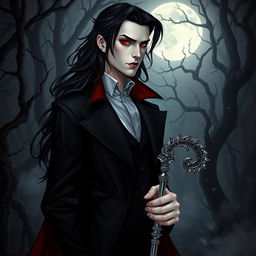 A striking vampire character design for a gothic novel cover