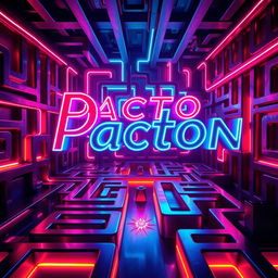 A vibrant neon-style maze, featuring intricate pathways and glowing walls