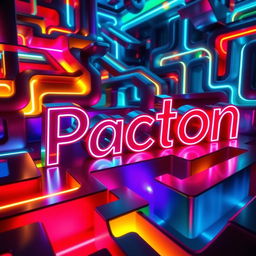 A vibrant neon-style maze, featuring intricate pathways and glowing walls