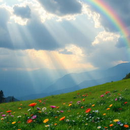 A serene and tranquil scene depicting a heavenly landscape in the midst of gentle rain