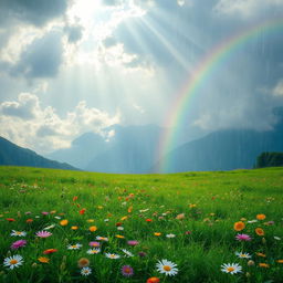 A serene and tranquil scene depicting a heavenly landscape in the midst of gentle rain