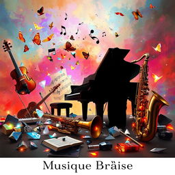 A surreal musical scene titled 'Musique Brisée'