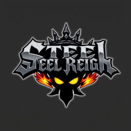 A bold and edgy logo design for a hard rock band called 'Steel Reign', incorporating elements of metal and rebellion
