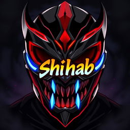 A striking anime-style mask designed for a hero character, featuring a scary yet cool appearance