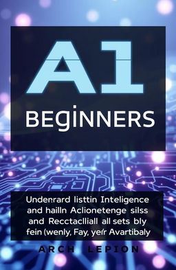 A sleek and modern book cover design for 'AI for Beginners 101', the title prominently displayed in bold, futuristic typography