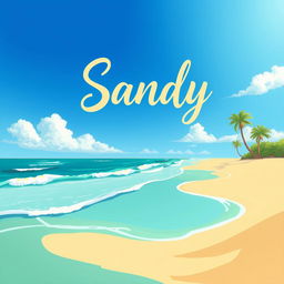 A digital painting created in Ibis Paint style, featuring an abstract landscape with sandy beaches under a bright blue sky