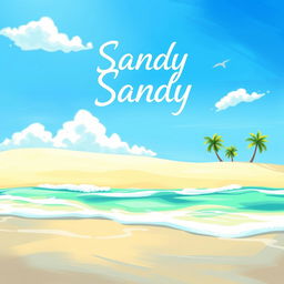 A digital painting created in Ibis Paint style, featuring an abstract landscape with sandy beaches under a bright blue sky