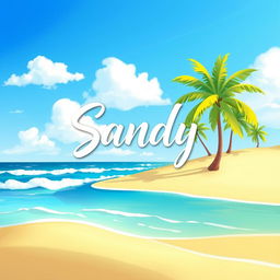 A digital painting created in Ibis Paint style, featuring an abstract landscape with sandy beaches under a bright blue sky
