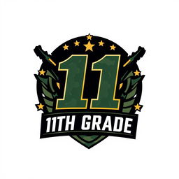 A powerful logo design for a military-themed 11th Grade unit, incorporating elements that reflect strength and resilience