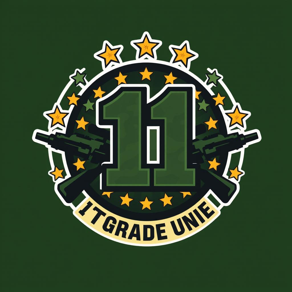 A powerful logo design for a military-themed 11th Grade unit, incorporating elements that reflect strength and resilience