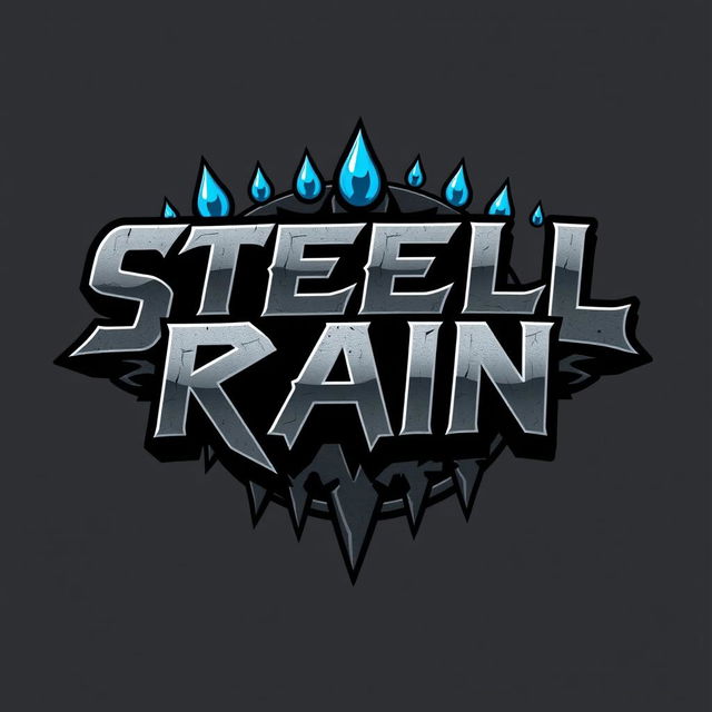 A bold and dynamic logo design for a hard rock band titled 'Steel Rain'