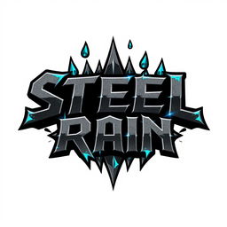 A bold and dynamic logo design for a hard rock band titled 'Steel Rain'