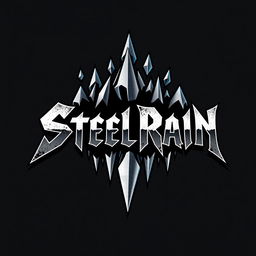 A bold and edgy logo design for a hard rock band called 'Steel Rain'