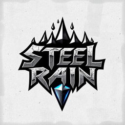 A bold and edgy logo design for a hard rock band called 'Steel Rain'