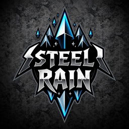 A bold and edgy logo design for a hard rock band called 'Steel Rain'