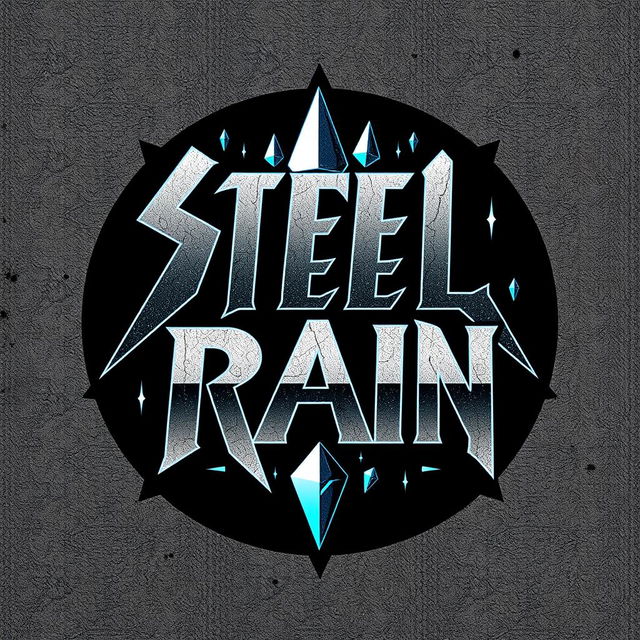 A bold and edgy logo design for a hard rock band called 'Steel Rain'