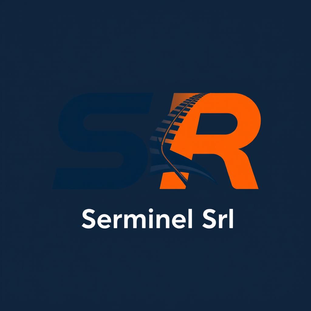 A modern and professional logo design for 'Serminel Srl' that integrates elements of a rail system