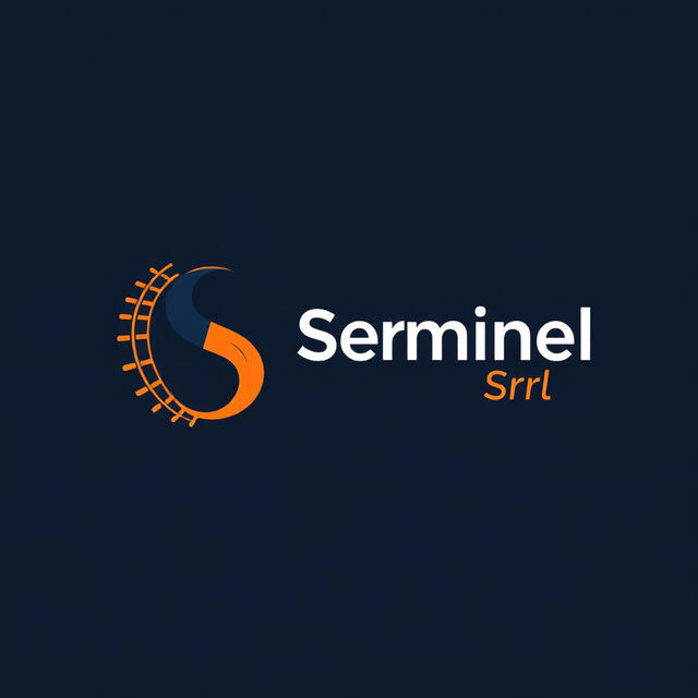 A modern and professional logo design for 'Serminel Srl' that integrates elements of a rail system