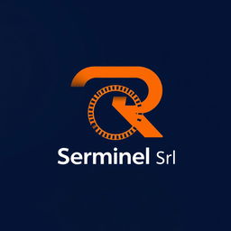 A modern and professional logo design for 'Serminel Srl' that integrates elements of a rail system