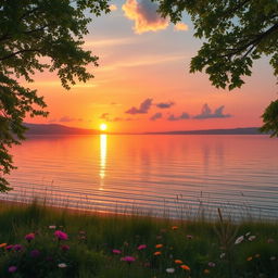 Enhance and uplift the existing atmosphere of the picture featuring a serene landscape