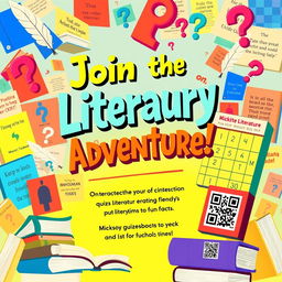 A vibrant and engaging poster for an interactive literature quiz