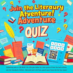 A vibrant and engaging poster for an interactive literature quiz