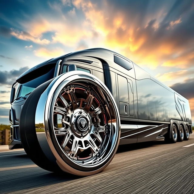 A striking custom design of IVECO rims and wheels for a cutting-edge semi-truck