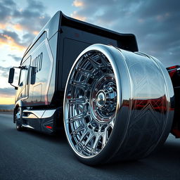 A striking custom design of IVECO rims and wheels for a cutting-edge semi-truck