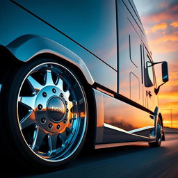 A detailed and modern design of IVECO rims and wheels specifically crafted for a cutting-edge semi-truck