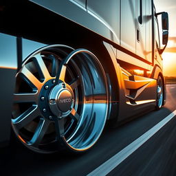 A detailed and modern design of IVECO rims and wheels specifically crafted for a cutting-edge semi-truck
