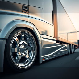 A highly detailed image of custom IVECO rims and wheels designed for a cutting-edge semi-truck