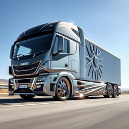An impressive display of custom IVECO rims and wheels designed for a cutting-edge semi-truck