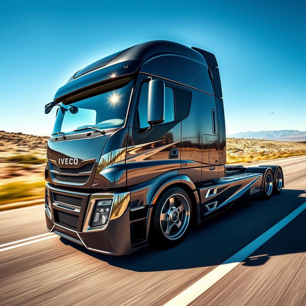 An impressive display of custom IVECO rims and wheels designed for a cutting-edge semi-truck