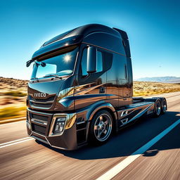 An impressive display of custom IVECO rims and wheels designed for a cutting-edge semi-truck