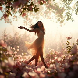 A beautiful and serene scene with an ethereal atmosphere