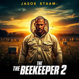 A cinematic poster for 'The Beekeeper 2' featuring Jason Statham as a rugged and intense beekeeper