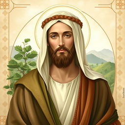A serene and respectful depiction of Jesus as recognized in Islamic tradition, portrayed wearing traditional clothing reminiscent of historical Middle Eastern attire