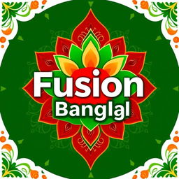 A vibrant and visually appealing Facebook cover photo for a brand named 'Fusion Bangla'
