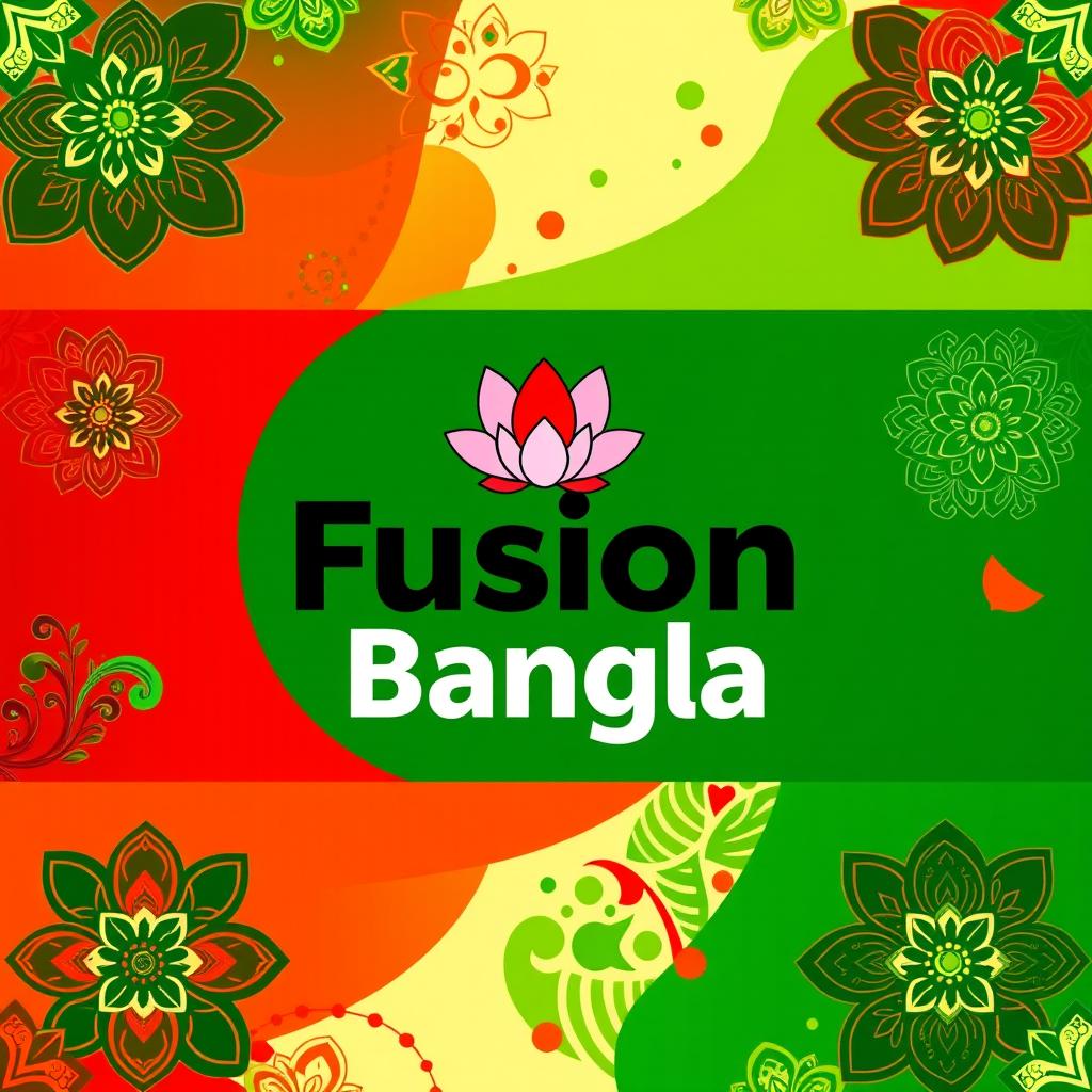 A vibrant and visually appealing Facebook cover photo for a brand named 'Fusion Bangla'