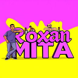 A vibrant image featuring a purple and yellow background, with the text 'Roxan MTA' prominently displayed in the center using a bold, stylish font