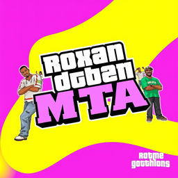 A vibrant image featuring a purple and yellow background, with the text 'Roxan MTA' prominently displayed in the center using a bold, stylish font