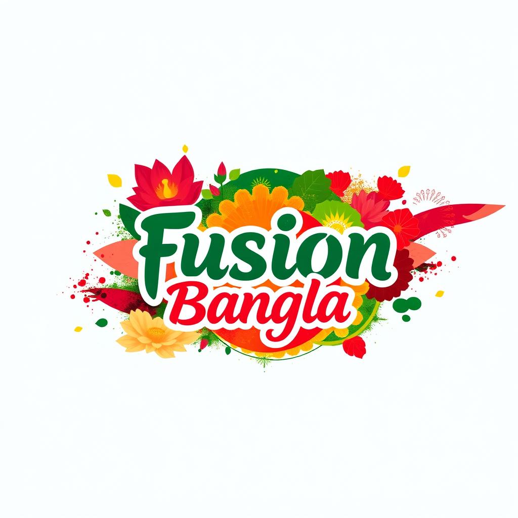 A vibrant and modern Facebook profile photo for 'Fusion Bangla', featuring a creative blend of traditional Bangladeshi elements and contemporary design