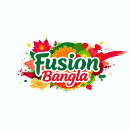 A vibrant and modern Facebook profile photo for 'Fusion Bangla', featuring a creative blend of traditional Bangladeshi elements and contemporary design