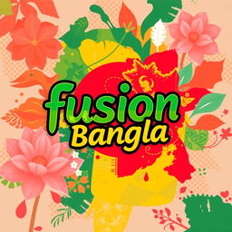 A vibrant and modern Facebook profile photo for 'Fusion Bangla', featuring a creative blend of traditional Bangladeshi elements and contemporary design