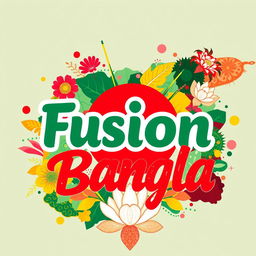 A vibrant and modern Facebook profile photo for 'Fusion Bangla', featuring a creative blend of traditional Bangladeshi elements and contemporary design