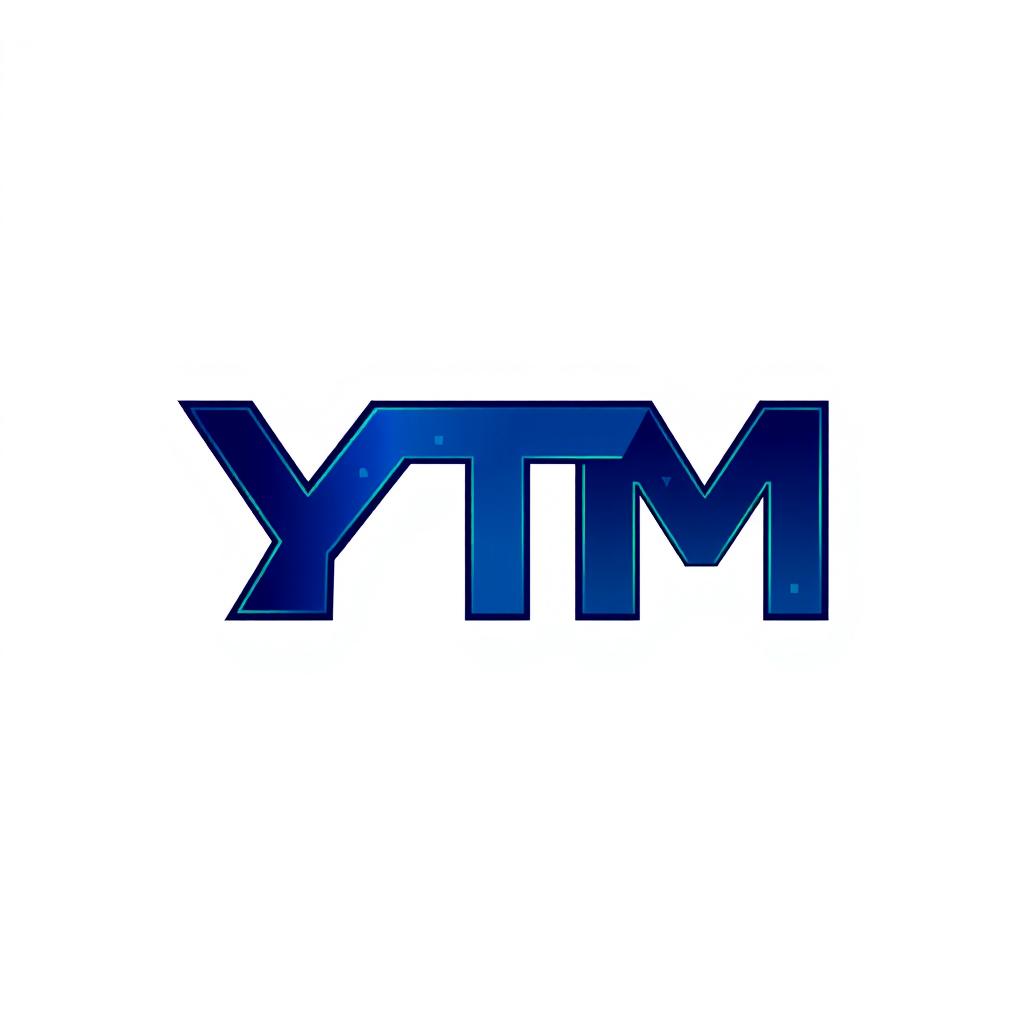 A modern, sleek logo design for 'YTM', incorporating a futuristic look with bold typography