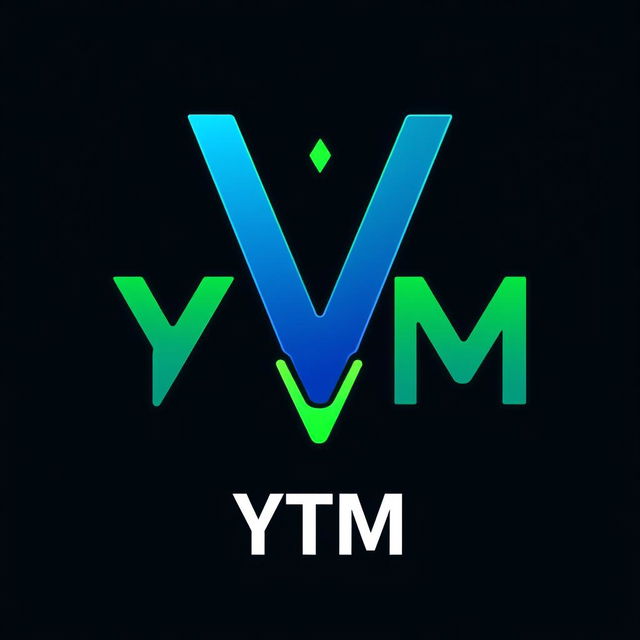 A modern, sleek logo design for 'YTM', incorporating a futuristic look with bold typography